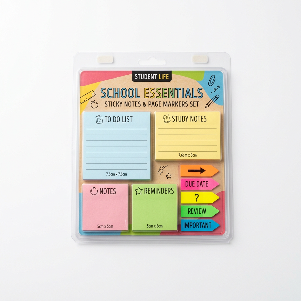 School Sticky Notes and Page Marker Set